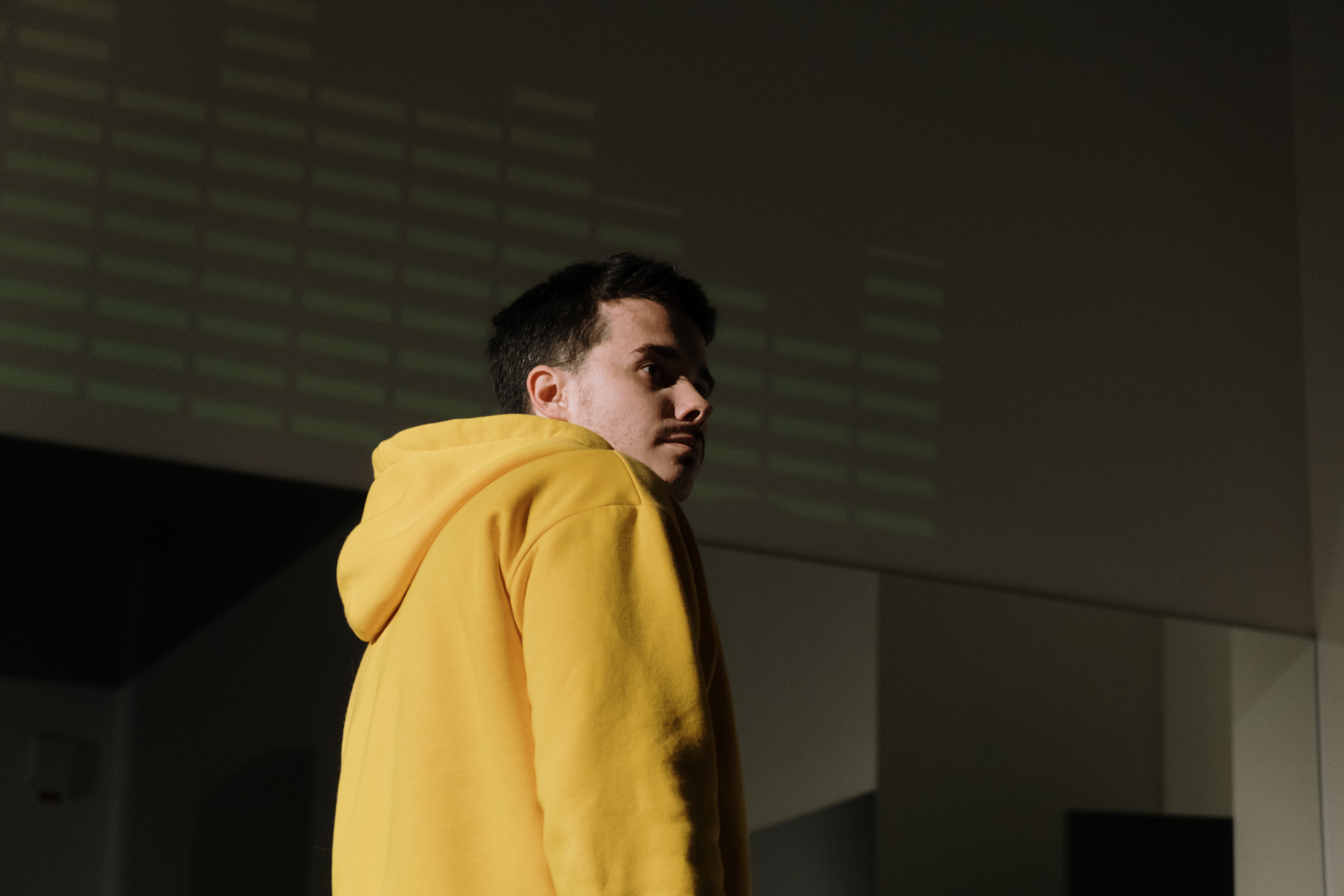 Man in Yellow Hoody Sweater